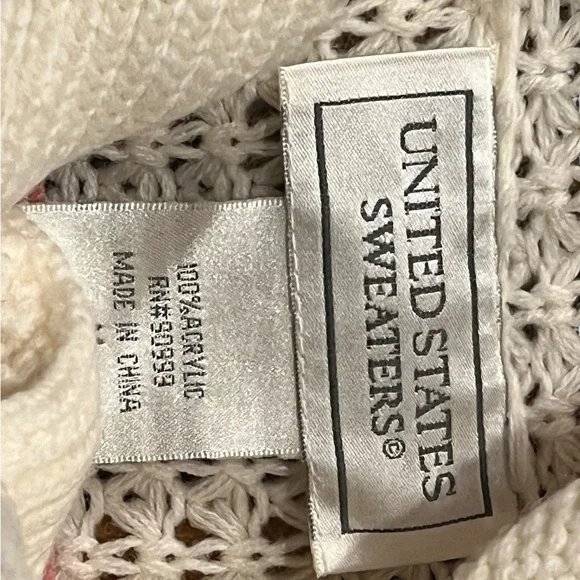 Cream white Button-Up Women's knit crochet Sweater - Picture 12 of 14